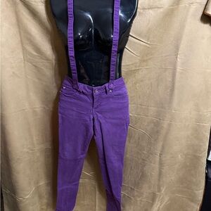 TRIPP NYC 2000s Authentic Emo Skinny Jeans Purple Suspender Pants